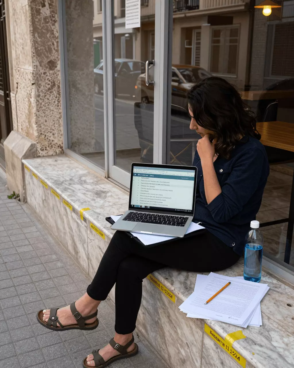 a Persian woman in her late 20s preparing online for بررسی رایگان رایتینگ آیلتس: برای گروه 7 مفید است یا کافی نیست؟