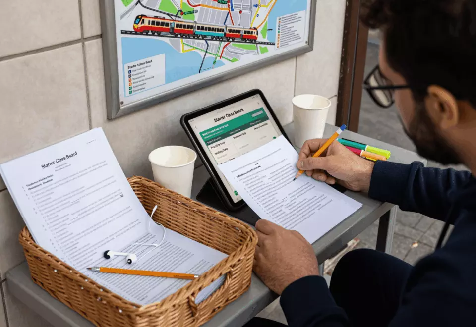 a Persian woman in her late 20s choosing the next IELTS prep step online