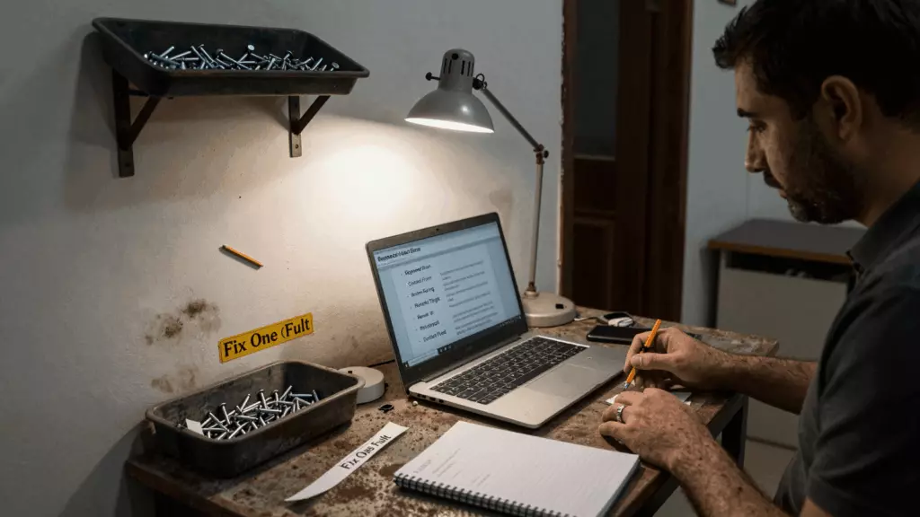 a Persian woman in her late 20s working through Revise