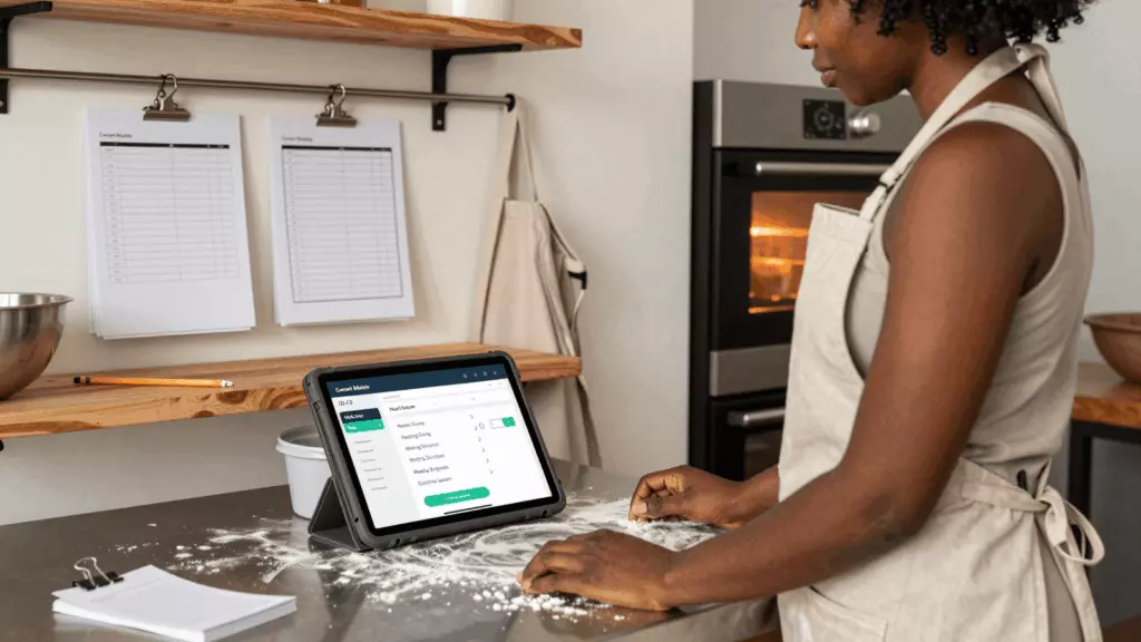 a Francophone African man in his late 20s reviewing an IELTS online course workflow