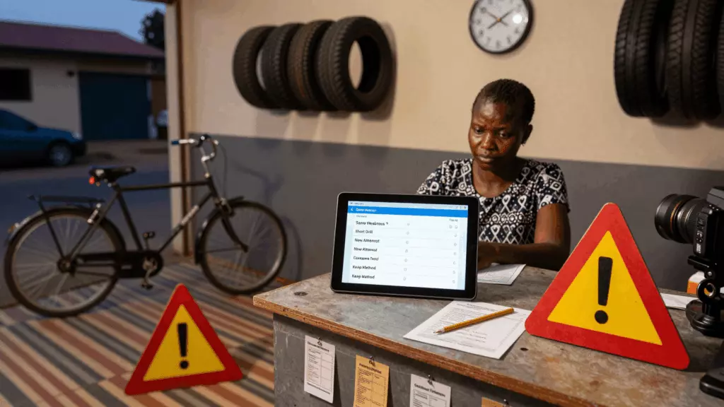 a Francophone African man in his late 20s working through Retest