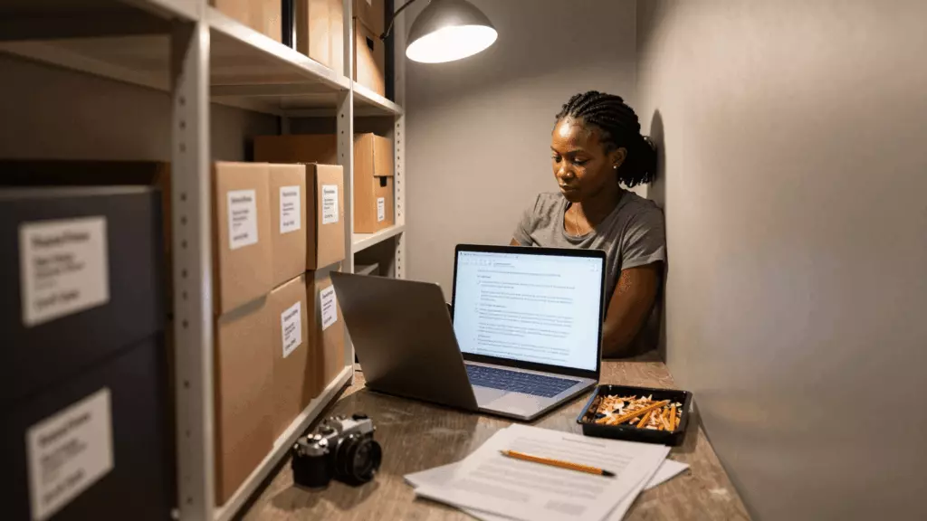a Francophone African man in his late 20s working through Réviser