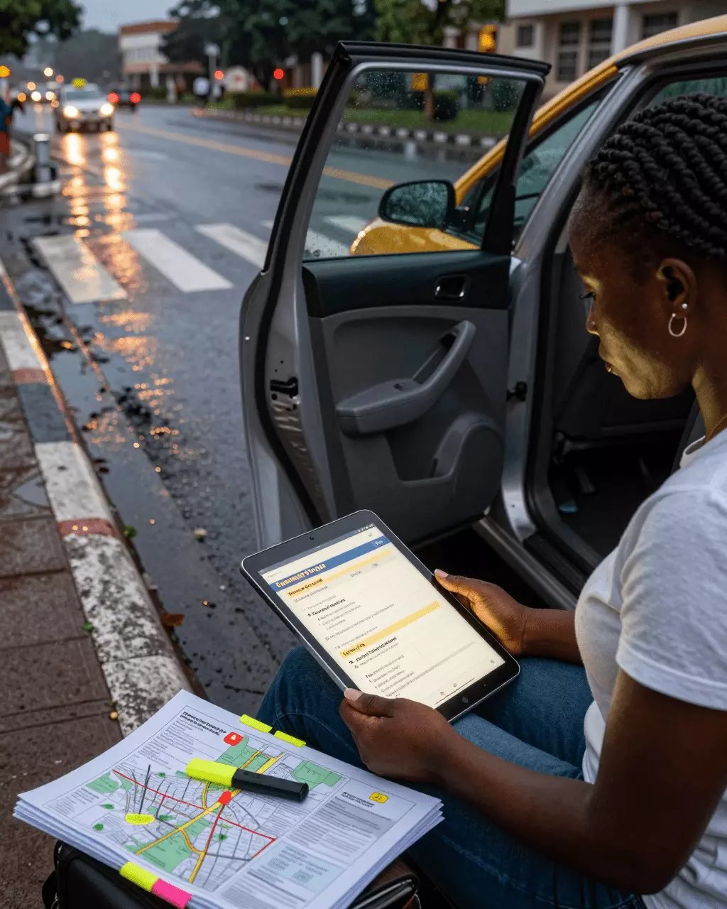 a Francophone African man in his late 20s preparing online for Objectifs du cours de préparation académique IELTS pour l'université et les études à l'étranger
