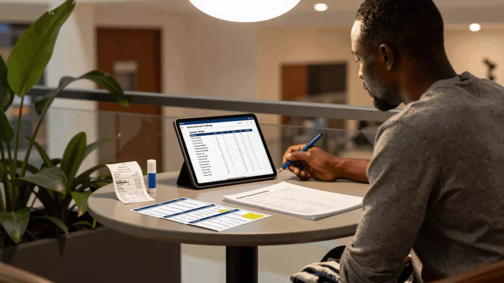 a Francophone African man in his late 20s working through Préparer