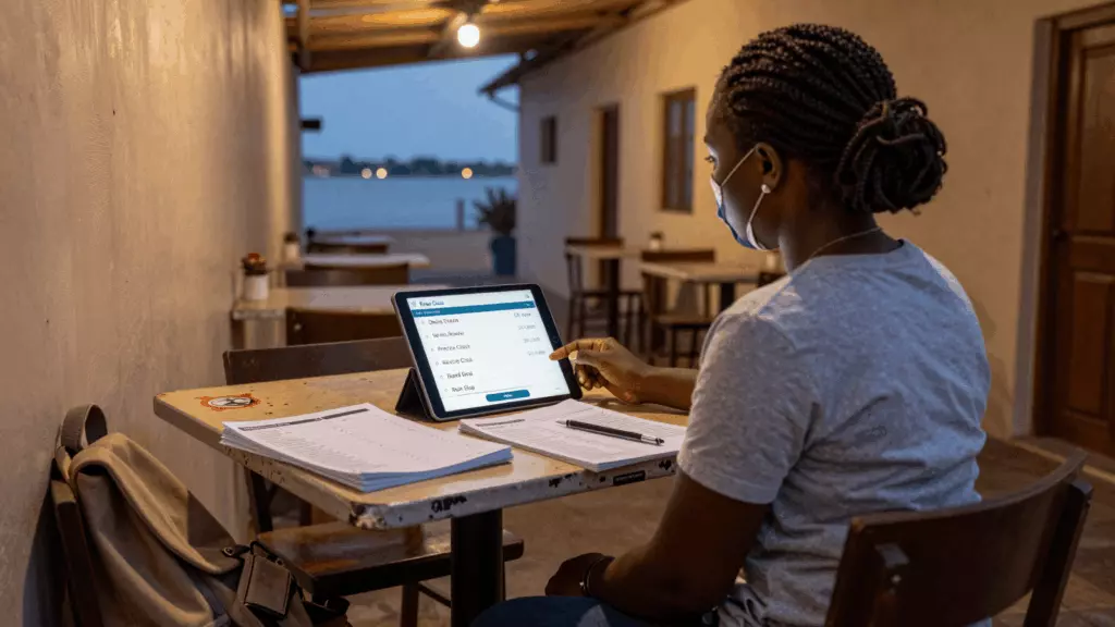 Apprenant de la formation générale IELTS commençant un cours en ligne à partir d'une étude à domicile. bureau