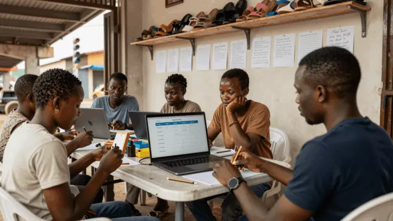 a Francophone African man in his late 20s preparing online for Plan d'étude IELTS pour les débutants : comment commencer à se préparer à partir de zéro