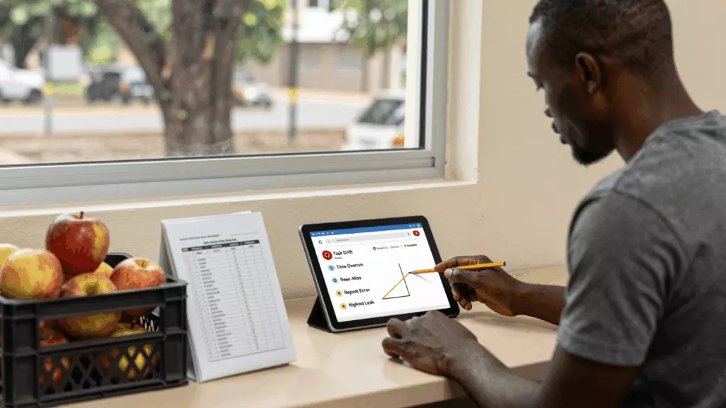 a Francophone African man in his late 20s working through Localisez