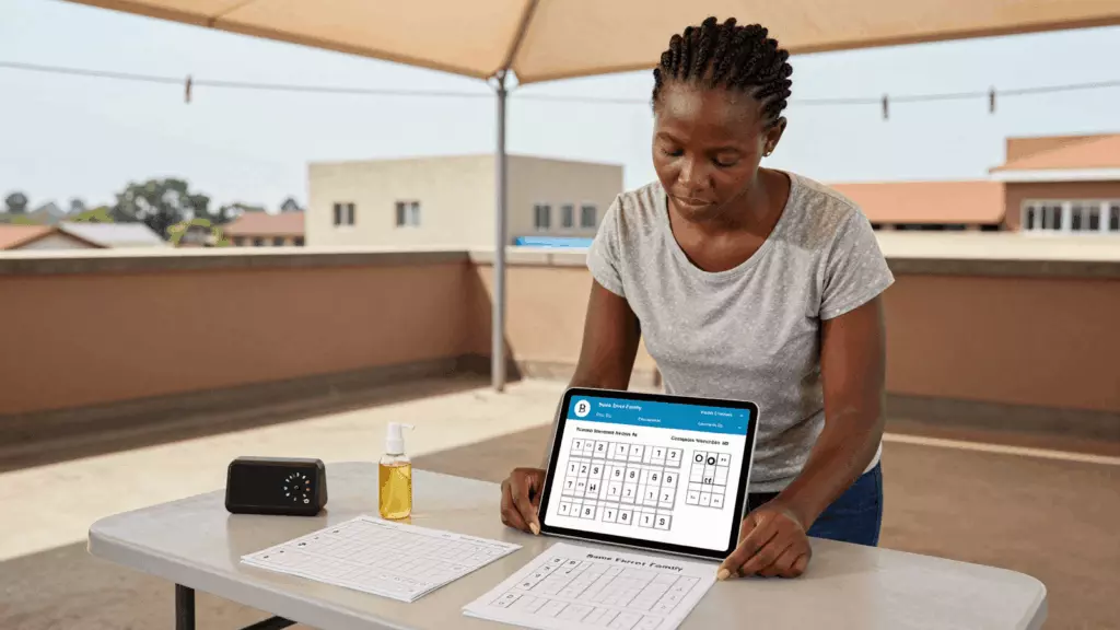 a Francophone African man in his late 20s working through Pratique