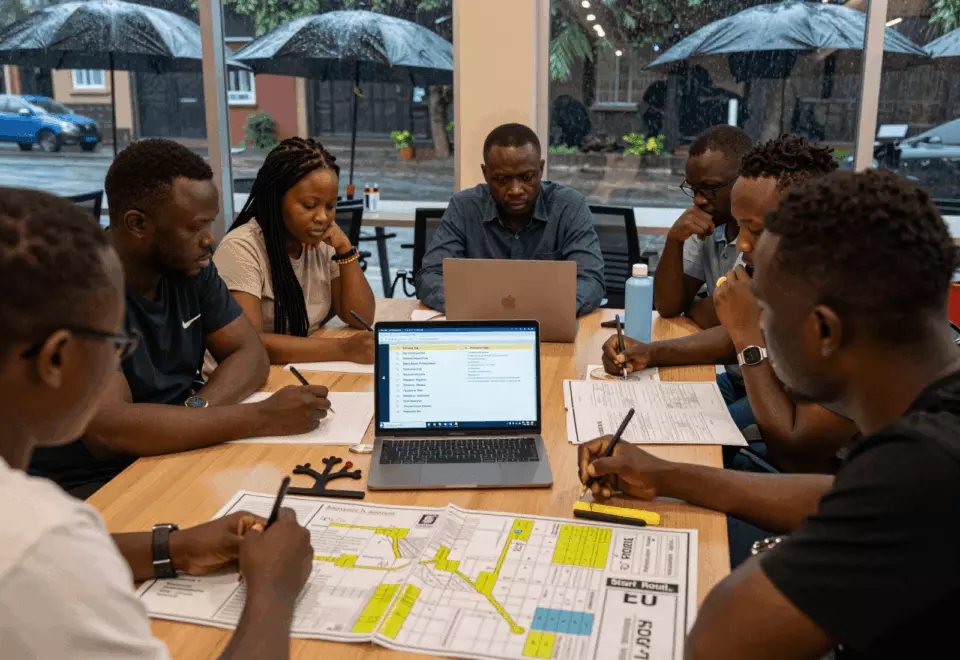 a Francophone African man in his late 20s choosing the next IELTS prep step online