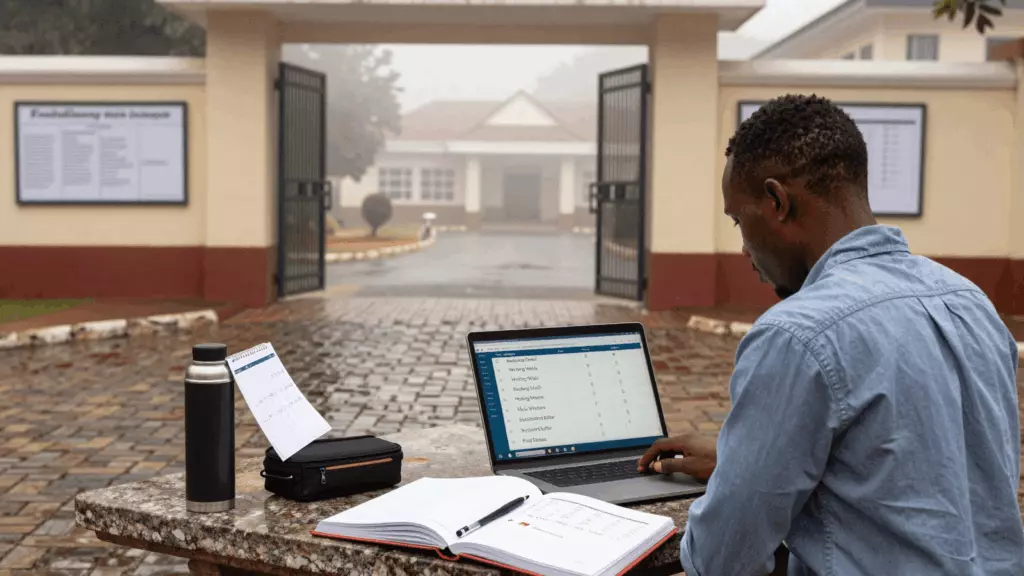 a Francophone African man in his late 20s working through Préparer
