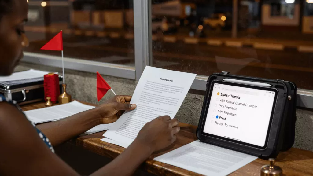 a Francophone African man in his late 20s working through Réviser