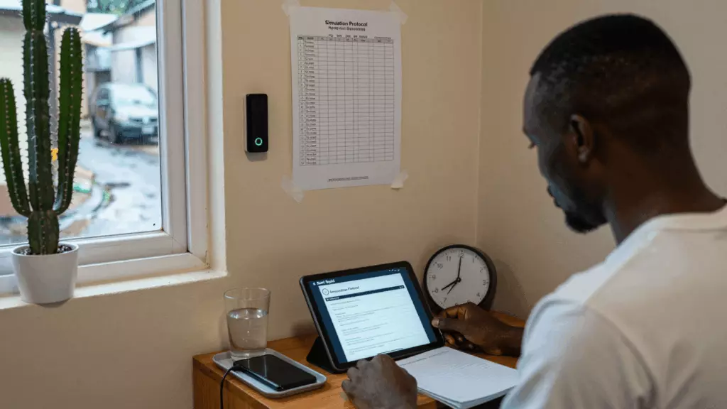 a Francophone African man in his late 20s working through Simuler