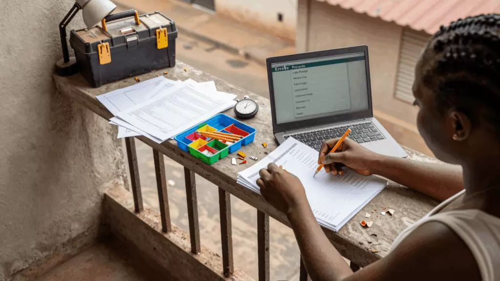 a Francophone African man in his late 20s working through Marquer