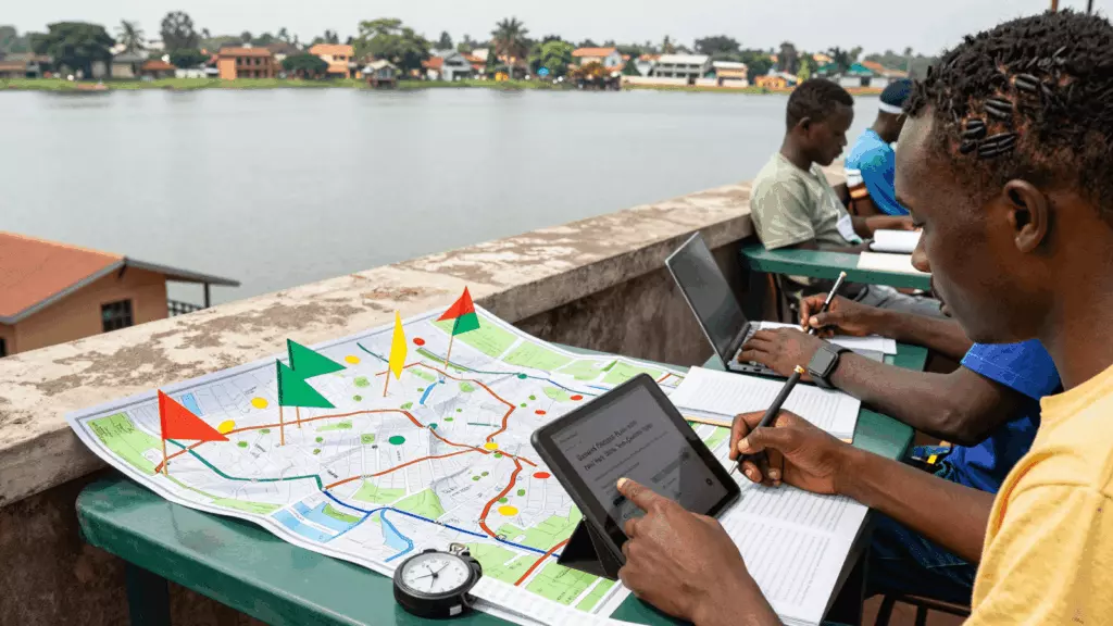 a Francophone African man in his late 20s working through Retest