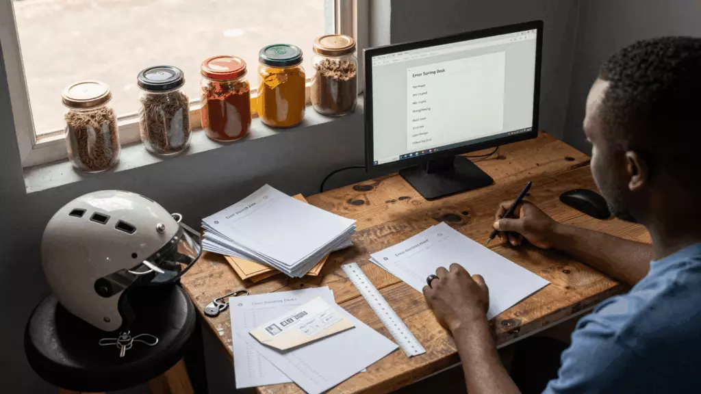 a Francophone African man in his late 20s working through Marquer