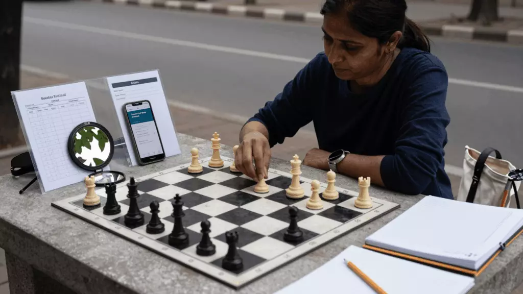 an Indian woman in her late 20s working through ओरिएंट