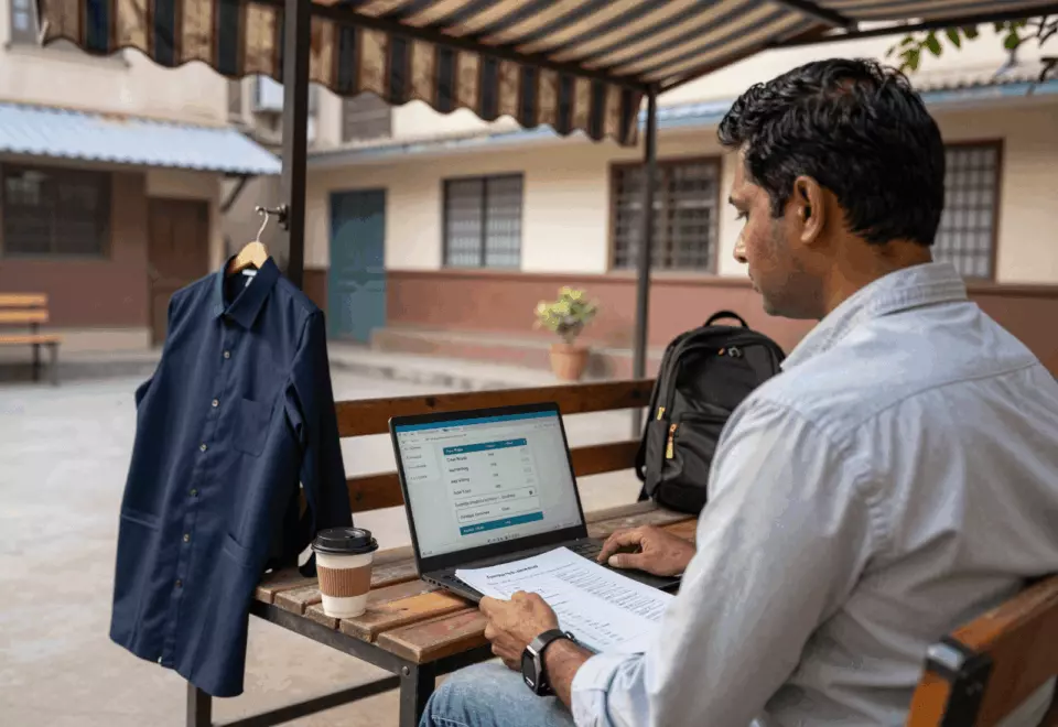 an Indian woman in her late 20s choosing the next IELTS prep step online