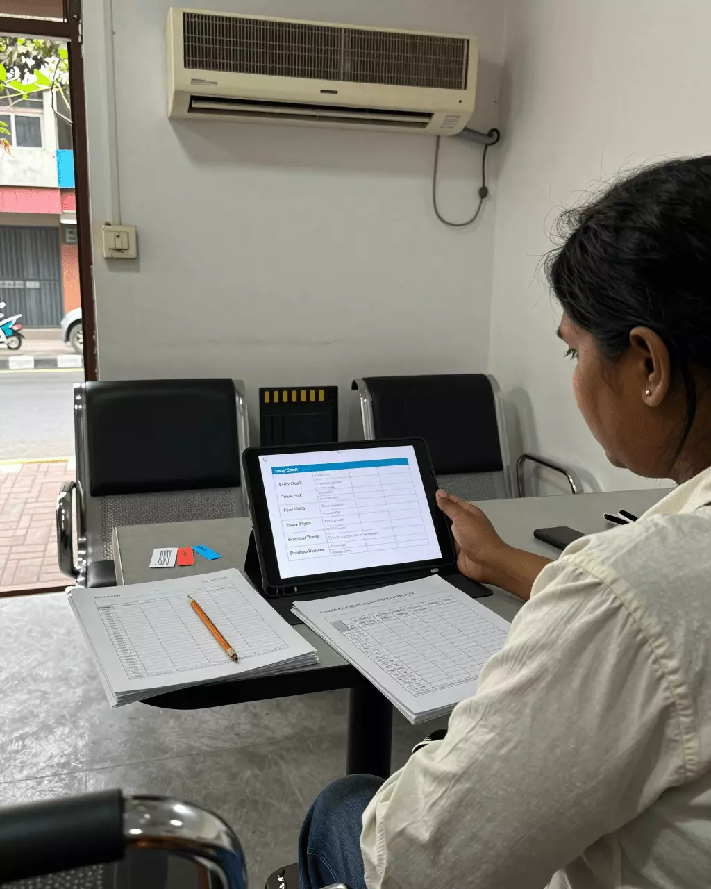 an Indian woman in her late 20s preparing online for संपूर्ण आईईएलटीएस पाठ्यक्रम चेकलिस्ट: प्रत्येक अच्छे आईईएलटीएस पाठ्यक्रम में क्या शामिल होना चाहिए