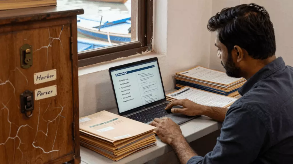 an Indian woman in her late 20s working through तुलना करें