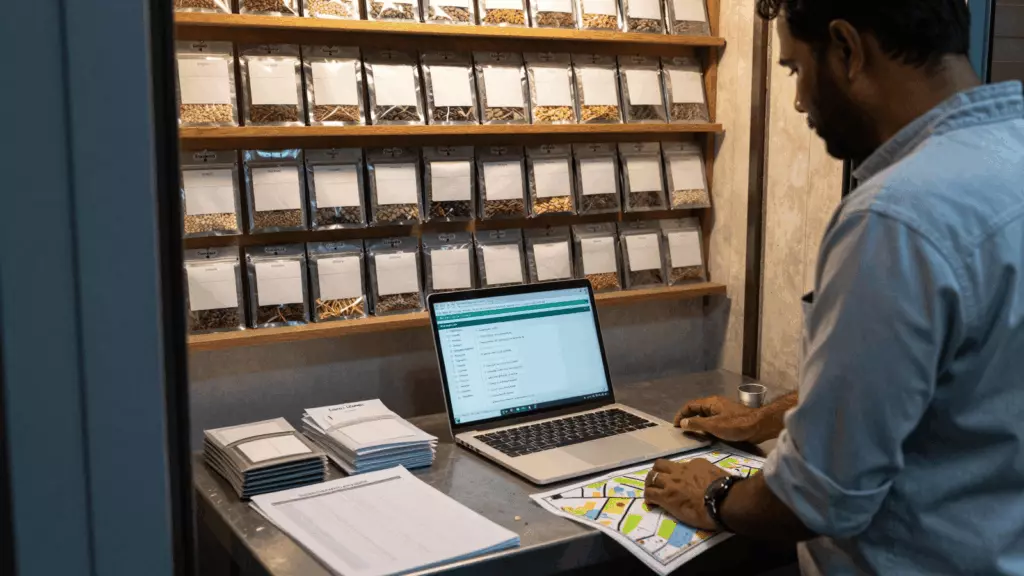 an Indian woman in her late 20s reviewing an IELTS online course workflow