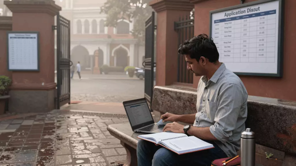 an Indian woman in her late 20s working through तैयारी करें