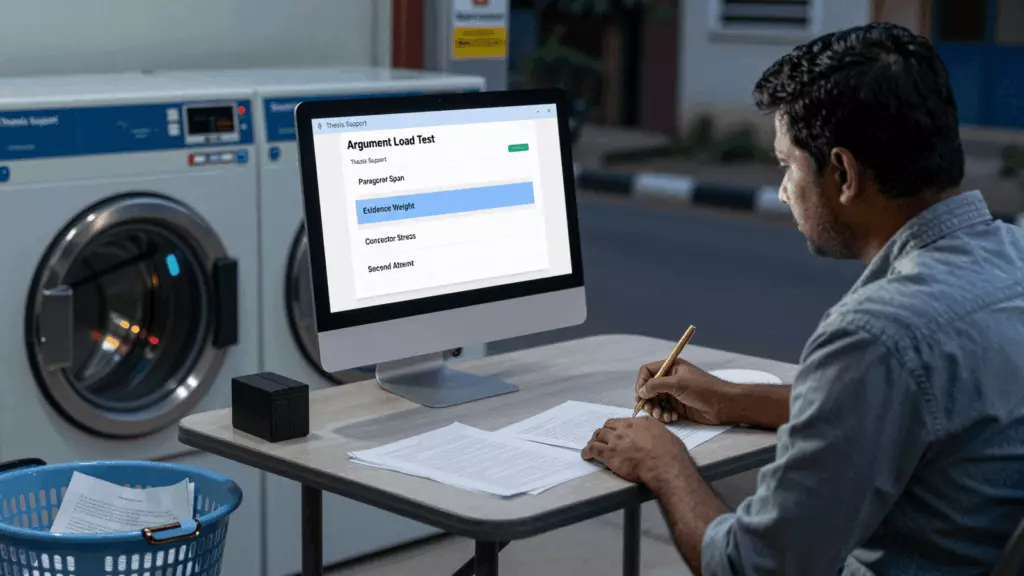 an Indian woman in her late 20s reviewing an IELTS online course workflow