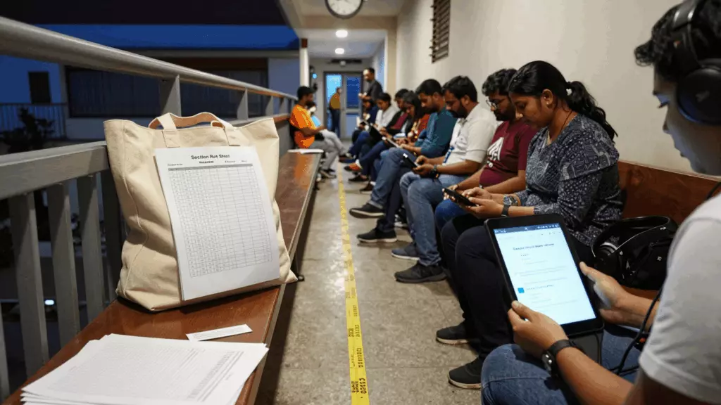 an Indian woman in her late 20s working through अनुकरण