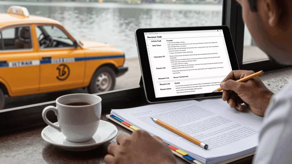 an Indian woman in her late 20s reviewing an IELTS online course workflow
