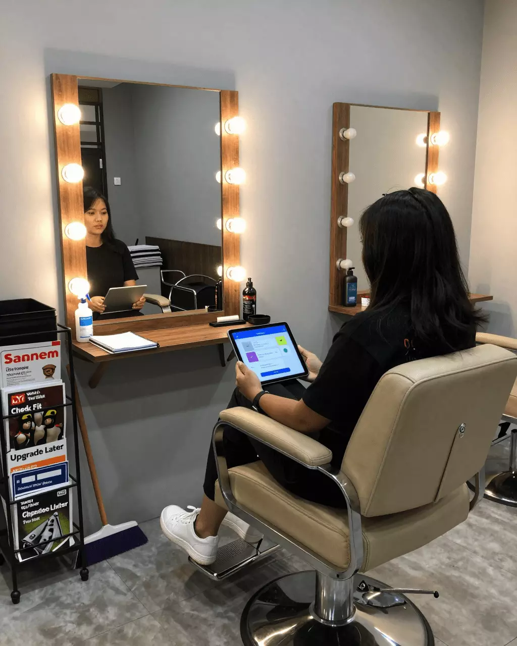 an Indonesian woman in her late 20s preparing online for Kelas IELTS Online Gratis: Cobalah Pelajaran IELTS Sebelum Anda Memilih Kursus