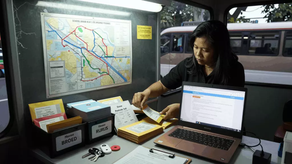 an Indonesian woman in her late 20s working through Tinjau