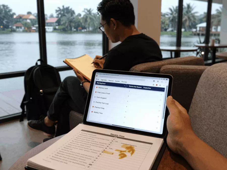 Respon menulis IELTS direvisi dengan catatan tugas dan tanda koreksi