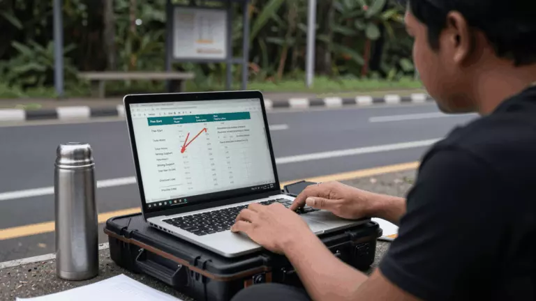 an Indonesian woman in her late 20s preparing online for Biaya Kursus IELTS: Berapa Biaya Persiapan IELTS Online?
