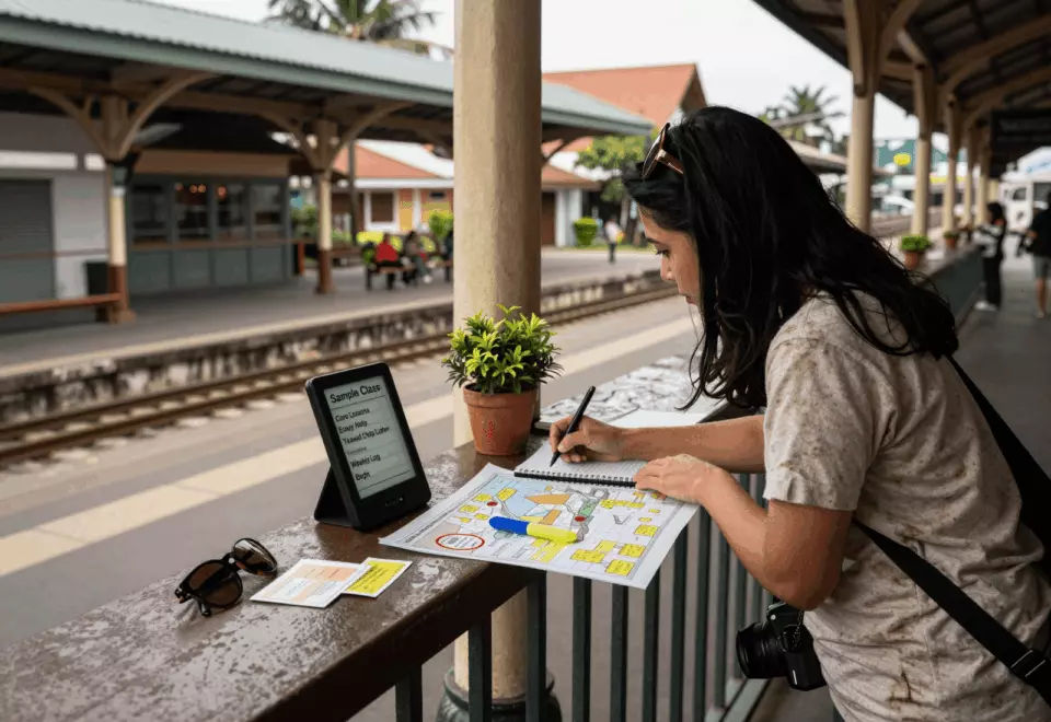 an Indonesian woman in her late 20s choosing the next IELTS prep step online