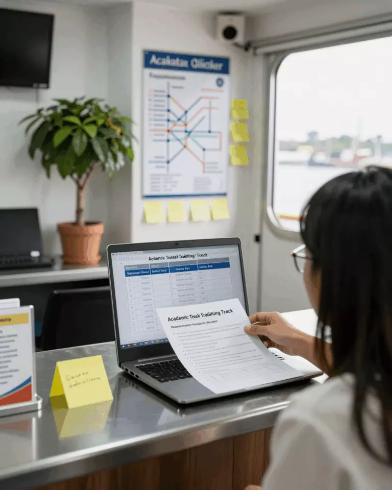 an Indonesian woman in her late 20s preparing online for IELTS Akademik vs Pelatihan Umum: Tes dan Kursus Mana yang Anda Butuhkan?