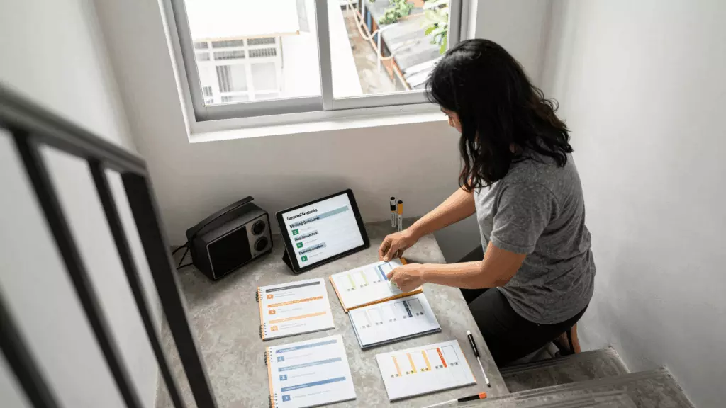 an Indonesian woman in her late 20s working through Pilih