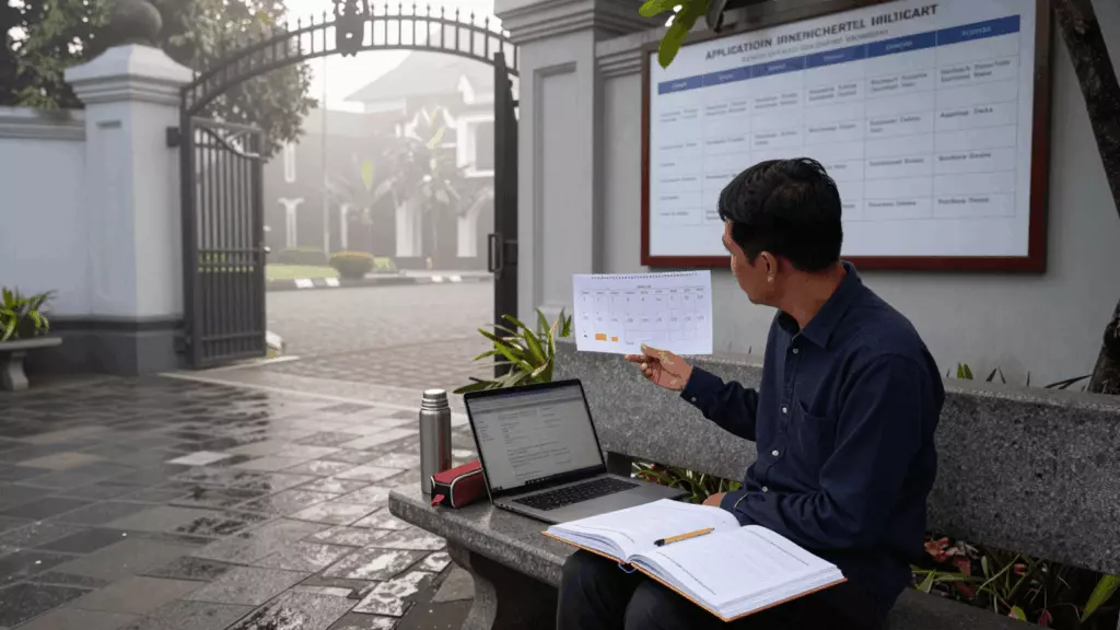 an Indonesian woman in her late 20s working through Persiapan