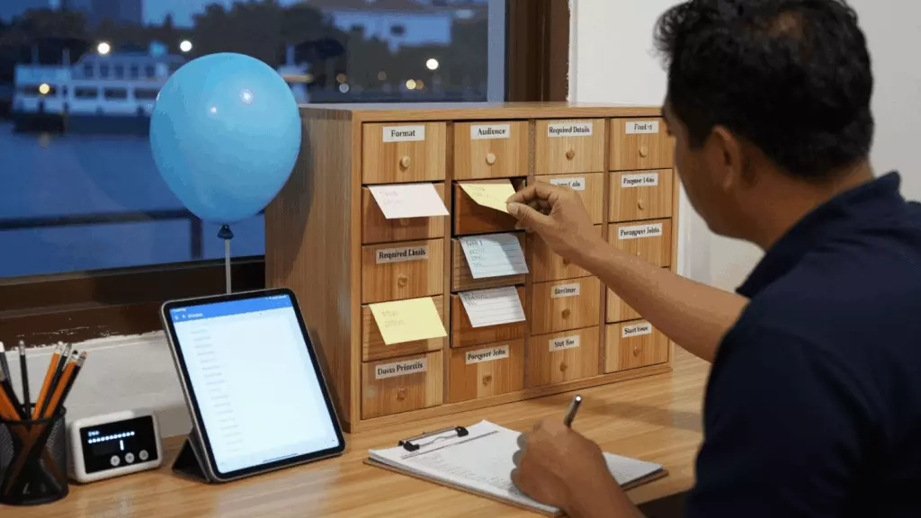 an Indonesian woman in her late 20s working through Rencana