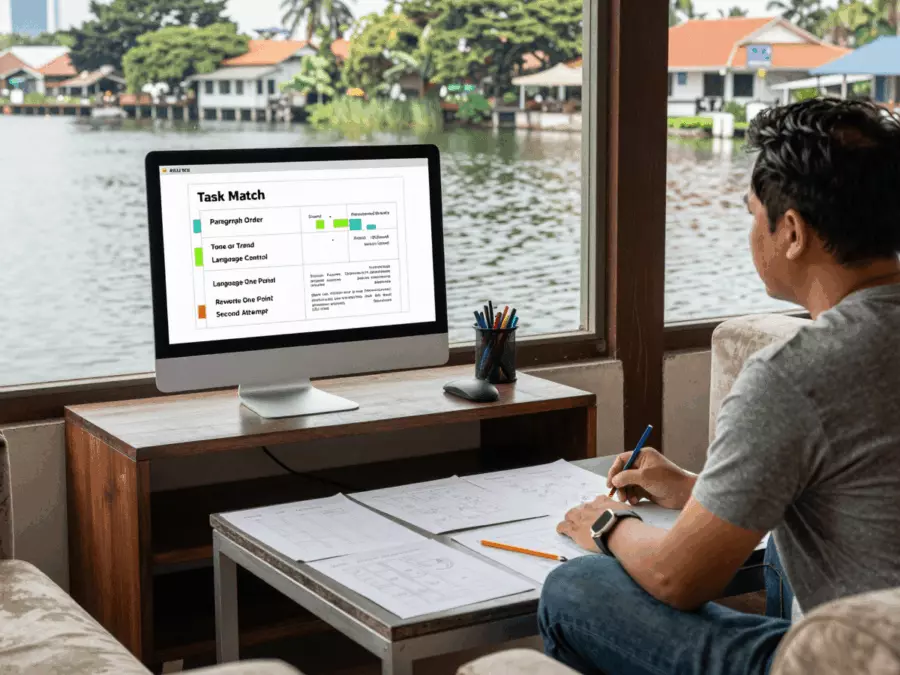Bagi papan belajar yang membandingkan laporan IELTS Tugas 1 dan esai Tugas 2
