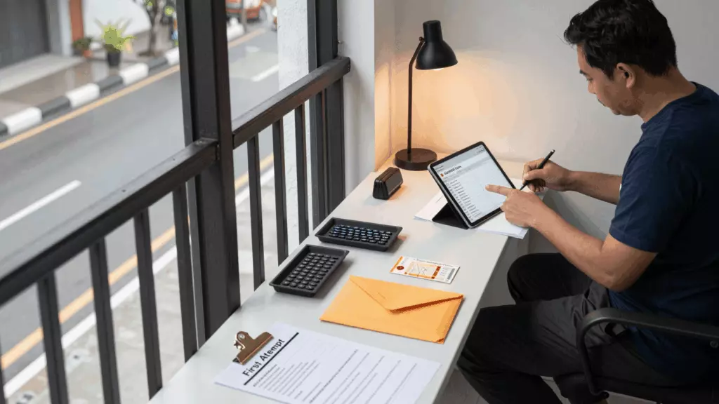 an Indonesian woman in her late 20s working through Tes ulang