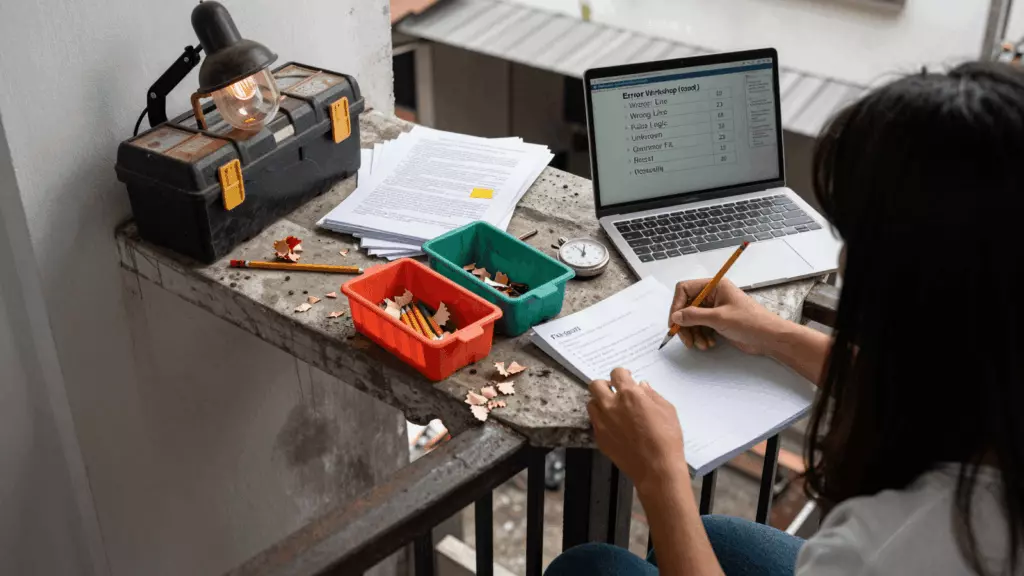 an Indonesian woman in her late 20s working through Nilai