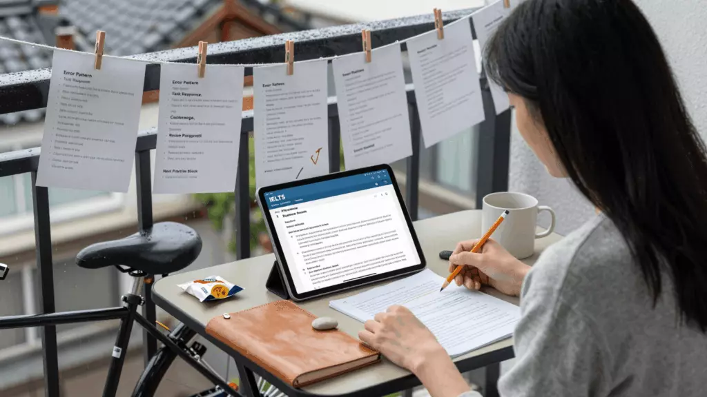 a Korean woman in her late 20s working through 검토