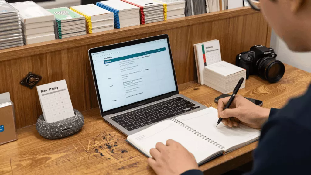 a Korean woman in her late 20s working through 준비