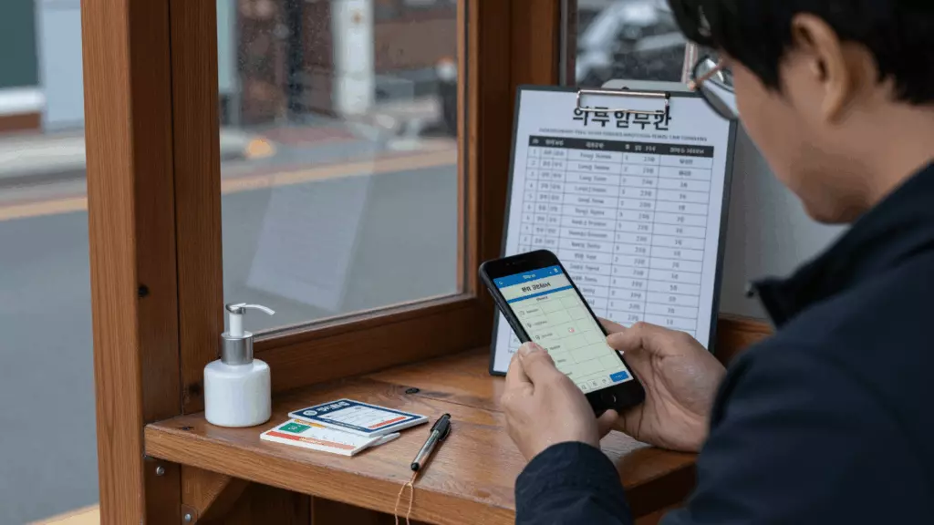 a Korean woman in her late 20s working through 필터