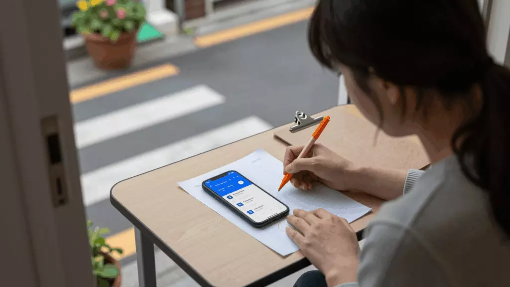 a Korean woman in her late 20s working through 찾기