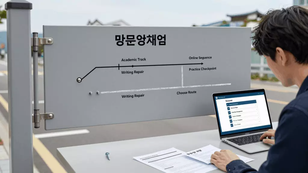 a Korean woman in her late 20s working through 선택