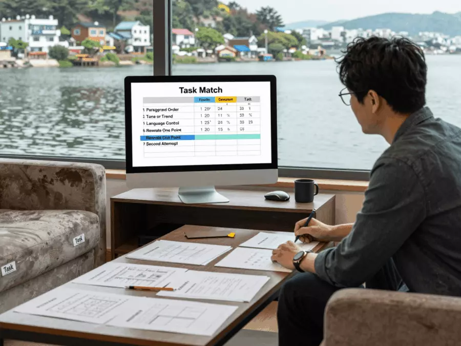 IELTS Task 1 보고서와 Task 2 에세이를 비교하는 분할 학습 보드
