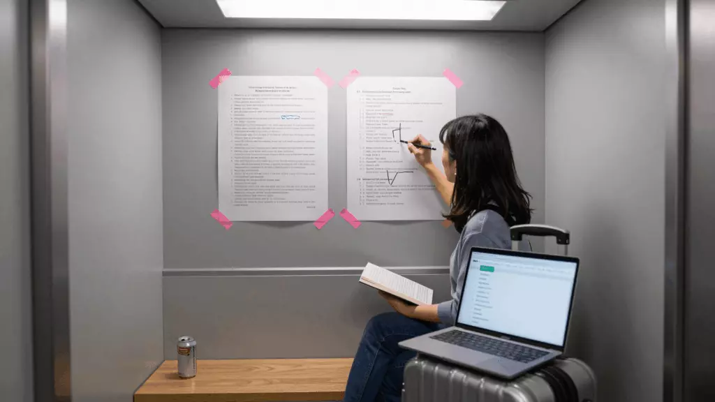 a Korean woman in her late 20s working through 수정