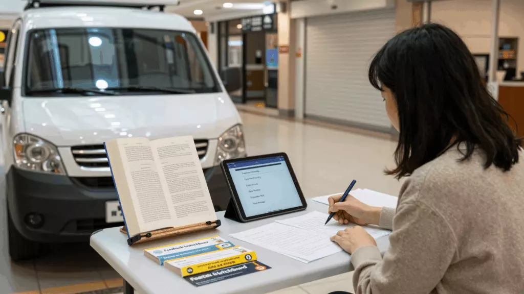 a Korean woman in her late 20s working through 계획