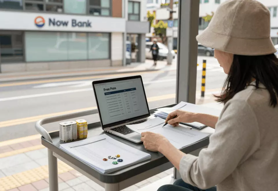 a Korean woman in her late 20s choosing the next IELTS prep step online