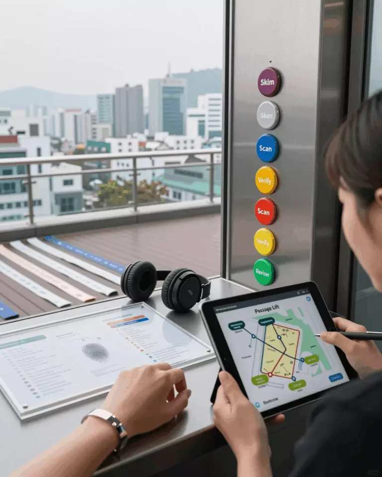a Korean woman in her late 20s preparing online for IELTS 읽기 전략: 타이밍, 스키밍, 스캐닝 및 정확성